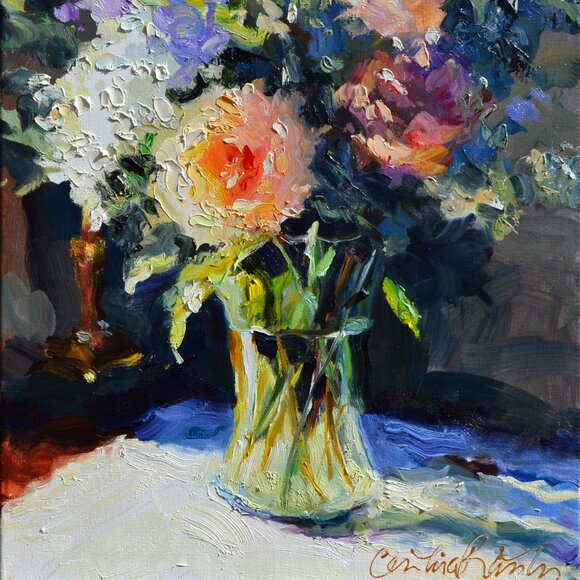 HYDRANGEAS AND ROSES | Oil on Canvas Painting - Picture 3 of 11